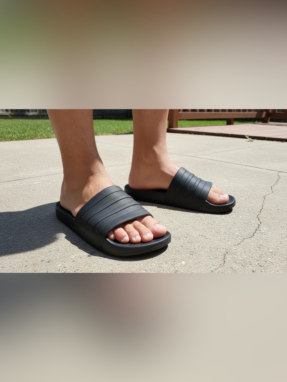 adidas Men’s Black Adilette Comfort Slide, Size 9